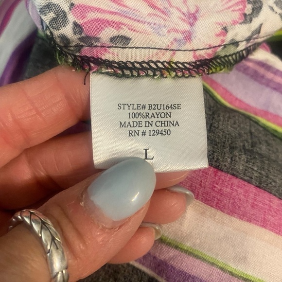 COMO Vintage top women’s size L purple artsy art to wear mixed media tunic - Picture 7 of 7